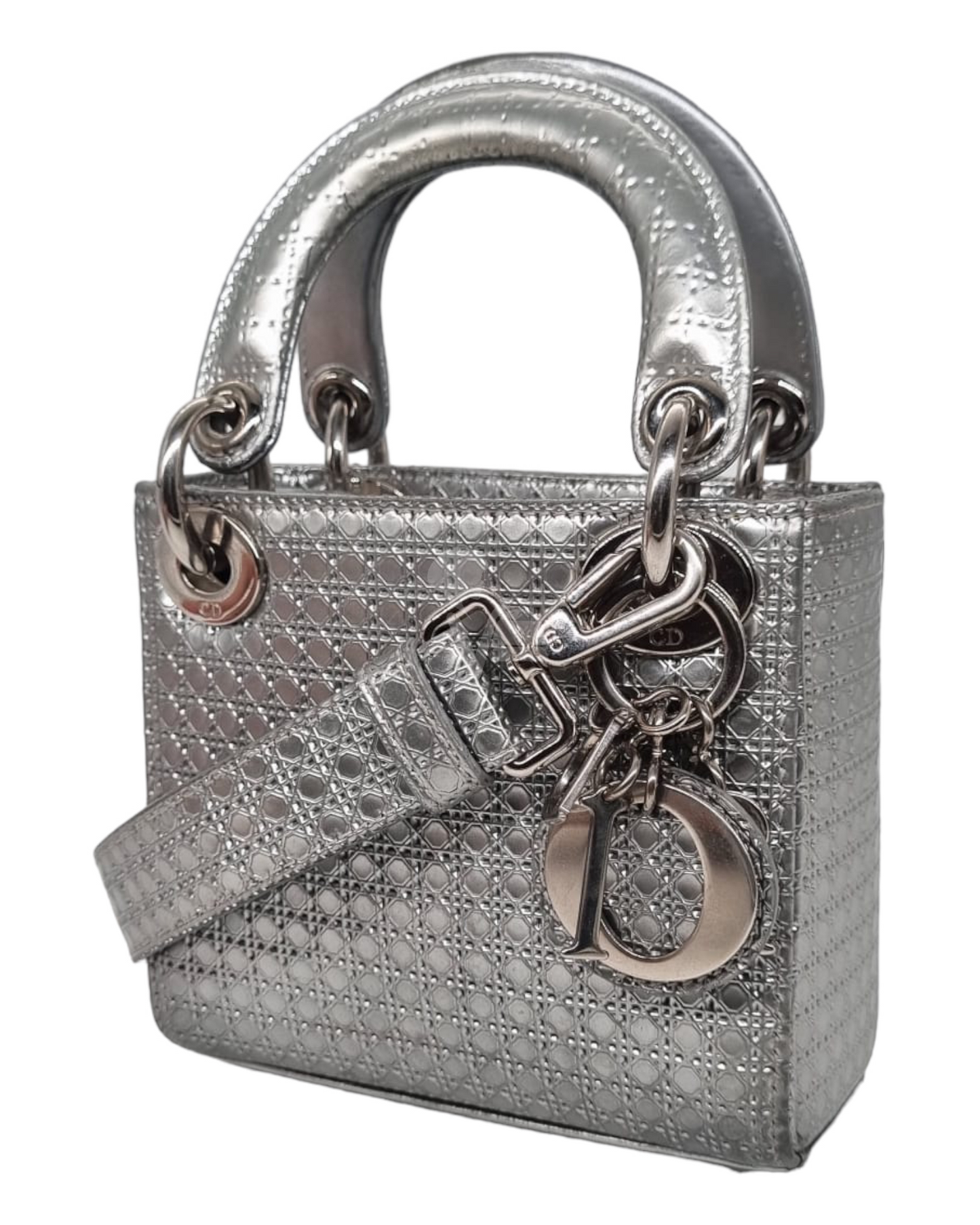 Dior Lady Dior Micro Silver SHW 2015 Size 14x5x13