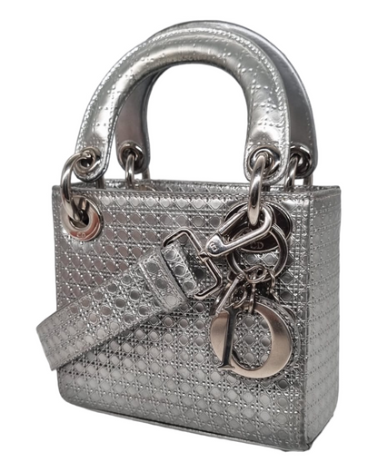 Dior Lady Dior Micro Silver SHW 2015 Size 14x5x13