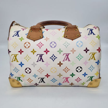 Louis Vuitton Speedy 30 White Takashi Murakami 2004 Size 30x16x25