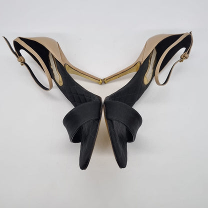 Stella McCartney Heels Ankle Strap Gold Black Size 41/27