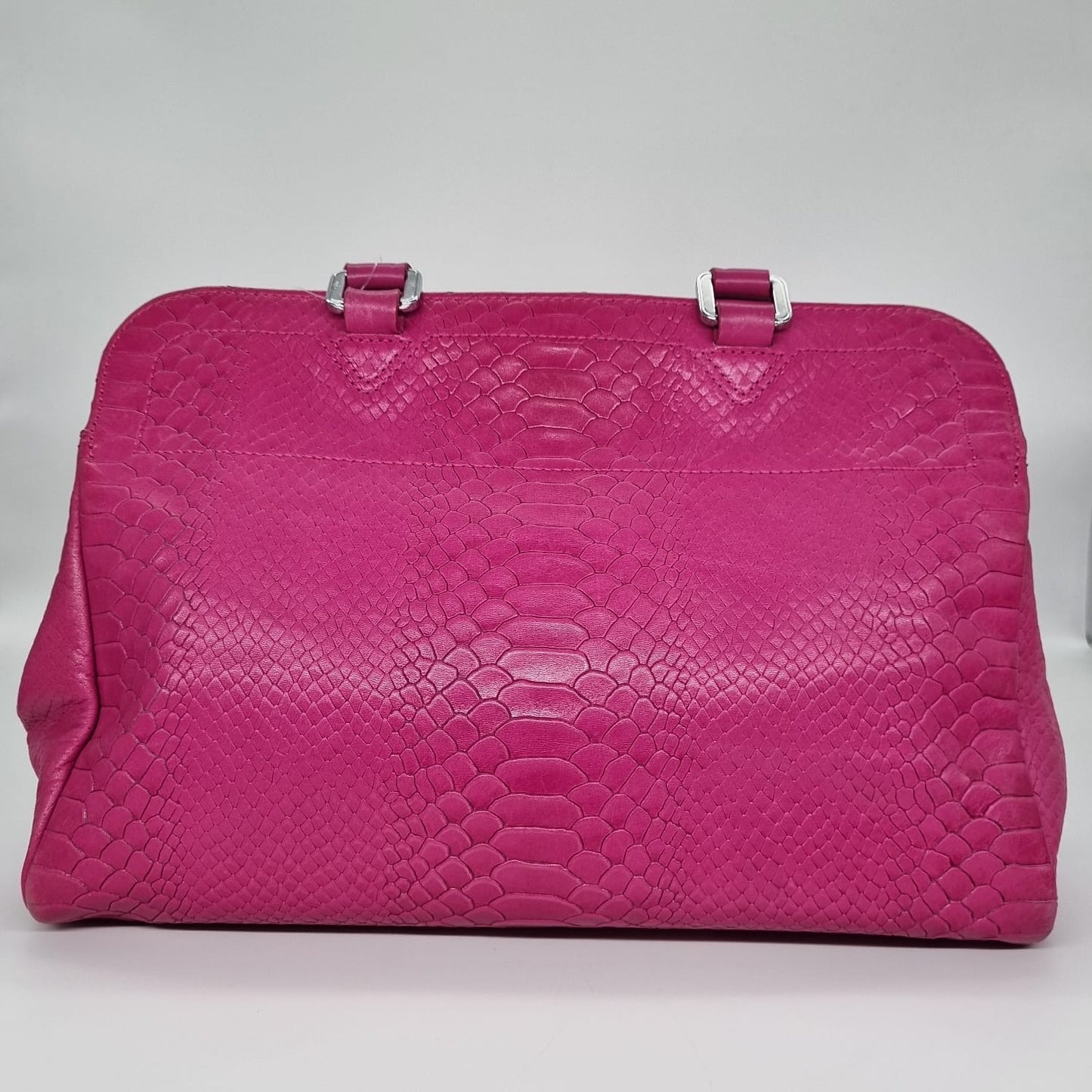 Longchamp Handbag Snake Skin Pink Size 32x9x29