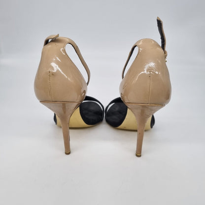 Stella McCartney Heels Ankle Strap Gold Black Size 41/27