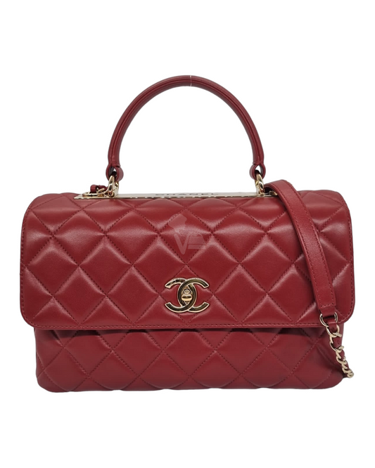 Chanel Trendy CC Medium Lambskin Red GHW #23 Size 30x8x20