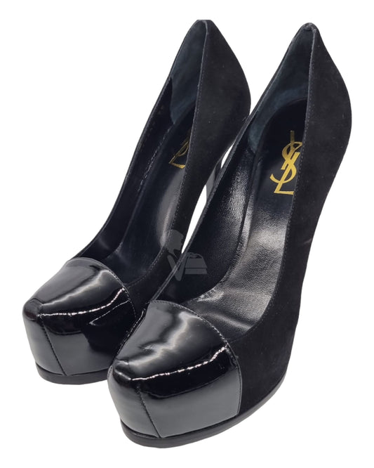 Yves Saint Laurent Kid Scamosciato Black Suede Size 38 insole 24