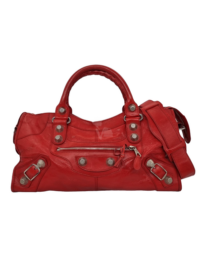 Balenciaga Giant City Red SHW Size 42x15x22