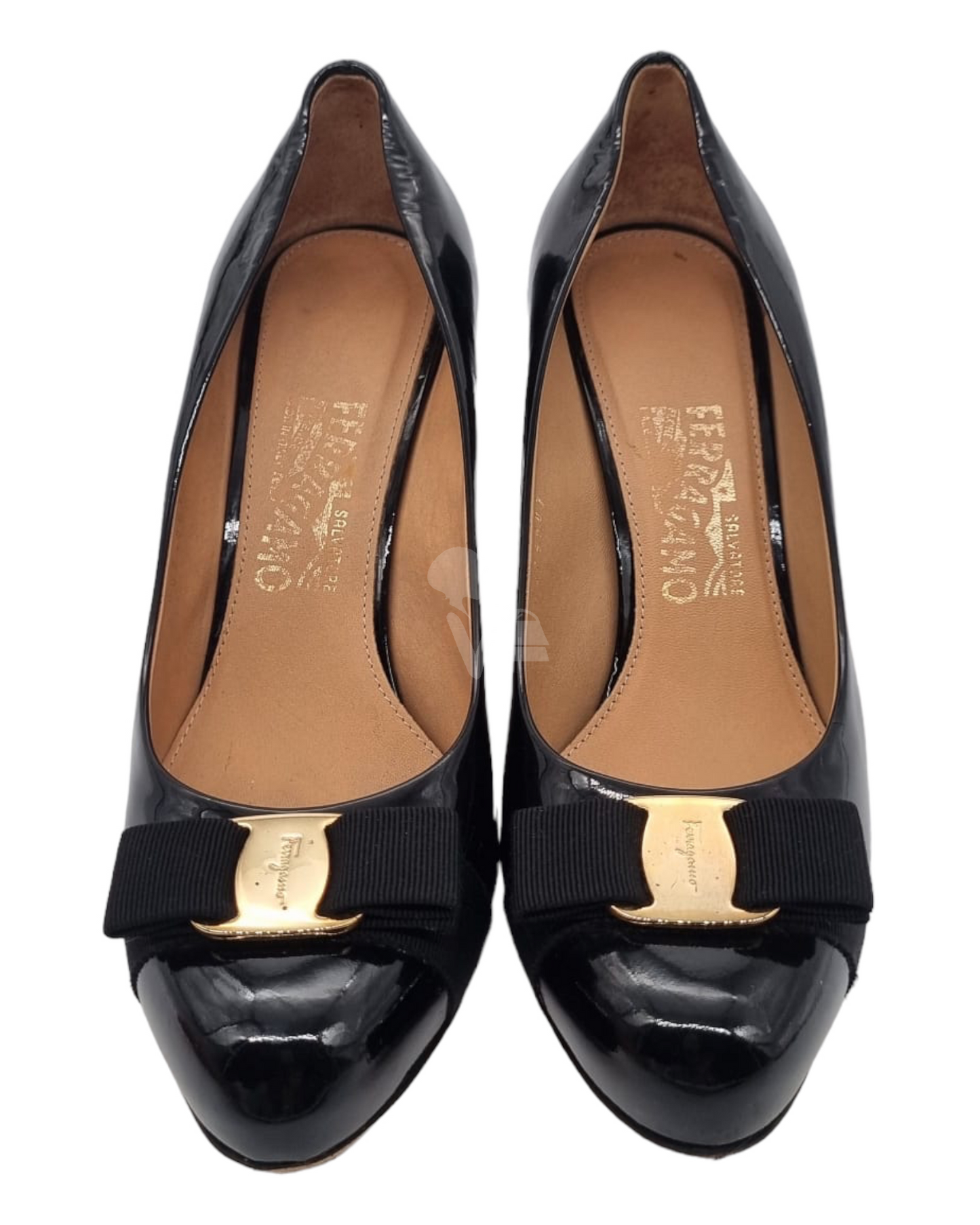 Salvatore Ferragamo Pimpa Nero Patent Calf Size 8,5/25,5