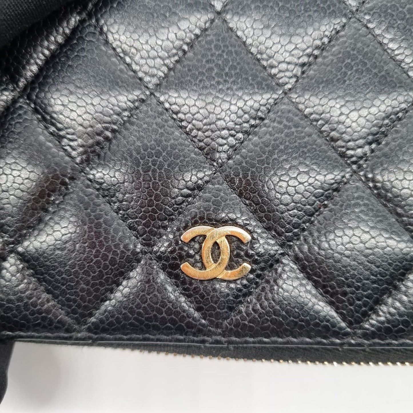 Chanel Classic Zipper Long Wallet Black Caviar #21 size 19x10