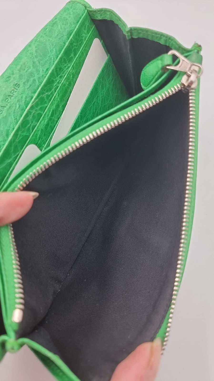 Balenciaga Motorcross Classic Long Wallet Green Size 19x10