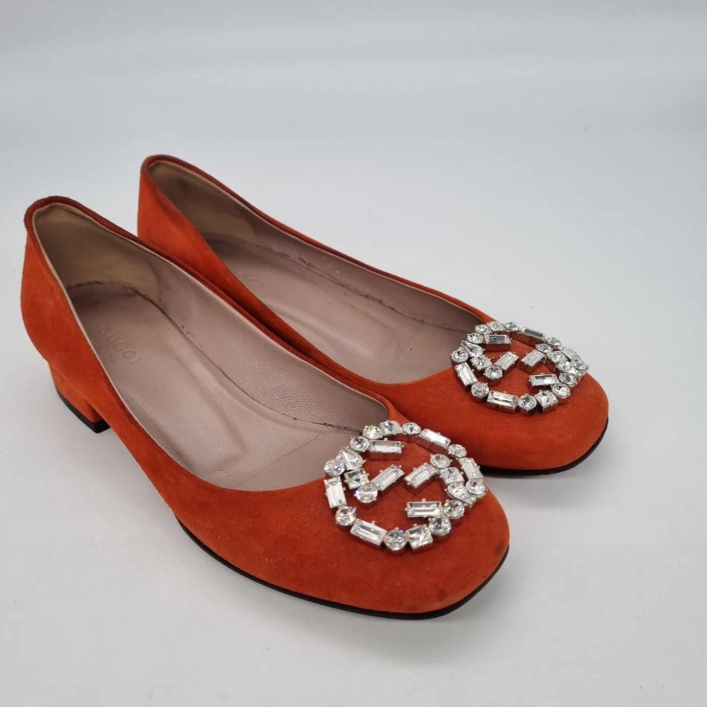 Gucci Kid Scamosciato Oxidation Suede Orange Size 35,5 insole 23