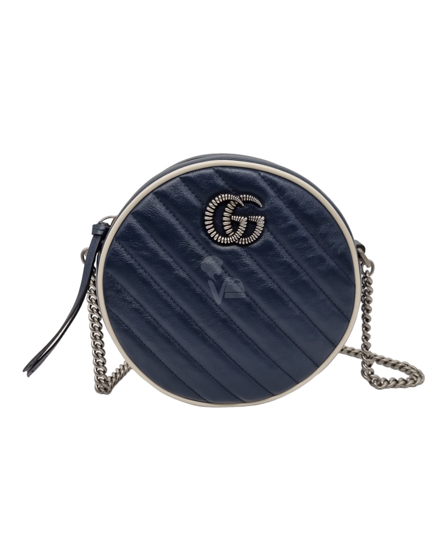 Gucci GG Marmont Round Bag Blue Size 17x6x18