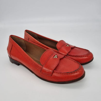 Tory Burch Penny Loafer Red Leather Size 40,5/26