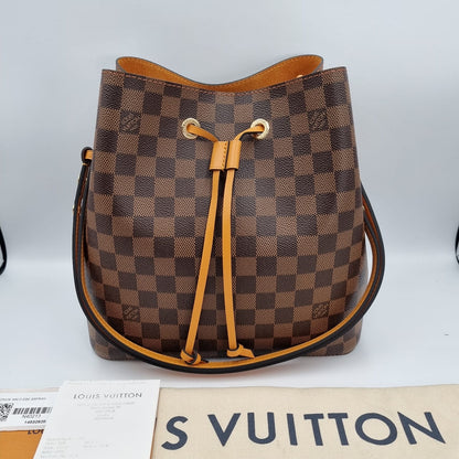 Louis Vuitton NeoNoe MM Damier Ebene Safran 2022 CHIP Size 25x17x25