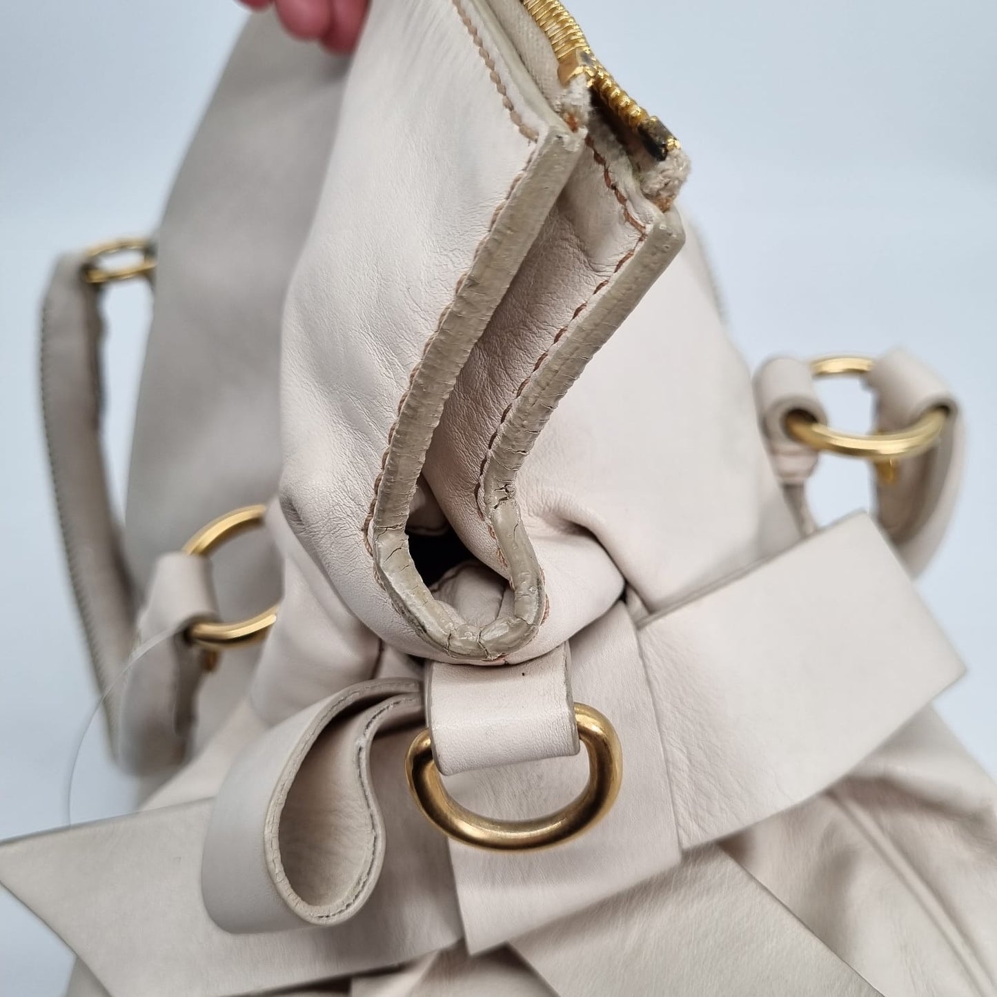 Miu Miu Bow Top Handle Ivory Size 34x17x24