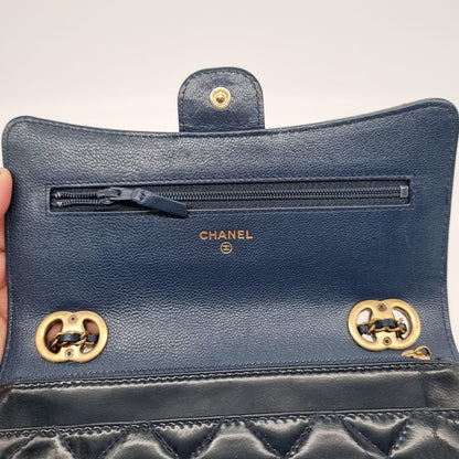 Chanel Boy WOC Eyelet Dark Navy #21 size 19x4x12