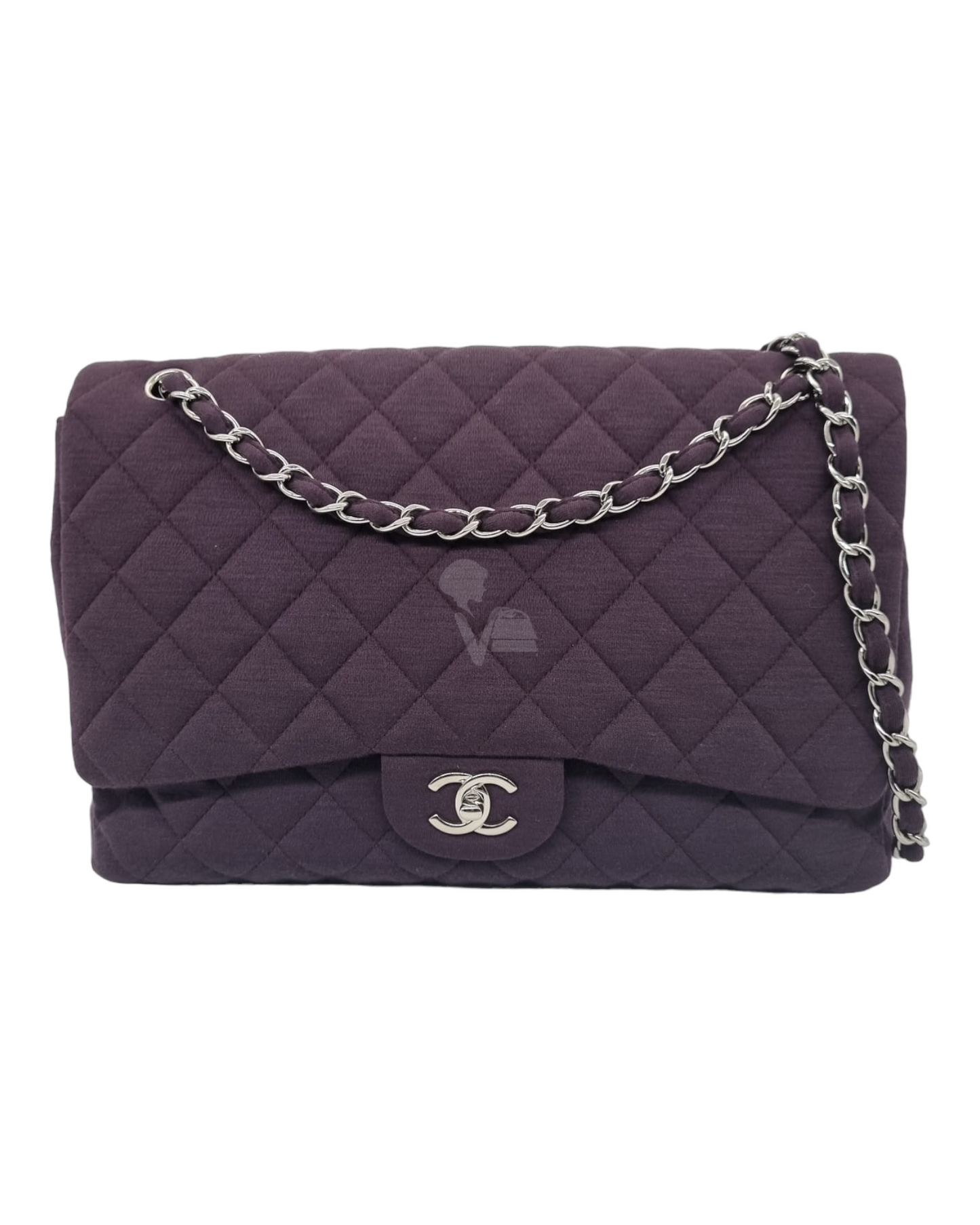 Chanel Classic Maxi Single Flap Dark Purple #13 Size 30x10x24