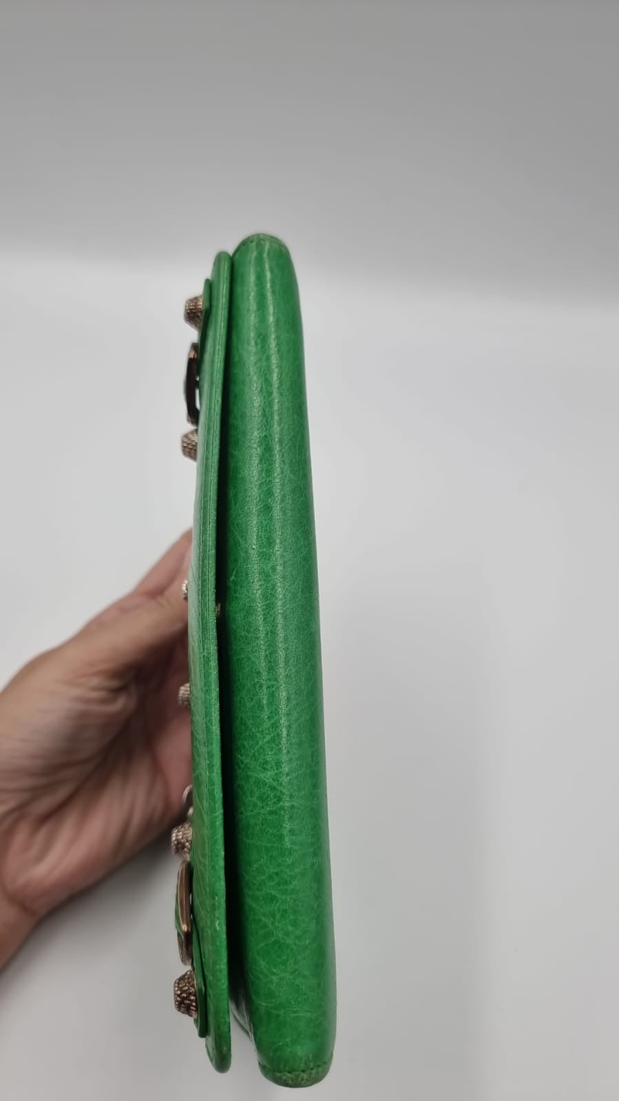 Balenciaga Motorcross Classic Long Wallet Green Size 19x10