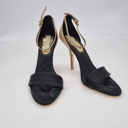 Stella McCartney Heels Ankle Strap Gold Black Size 41/27