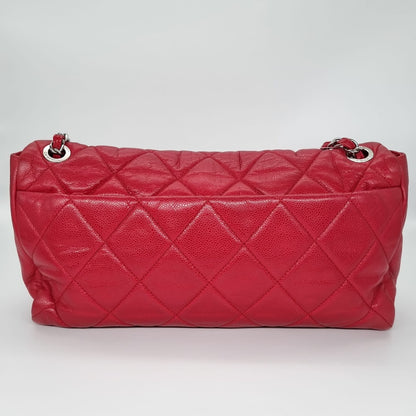 Chanel Glazed Caviar Nature Medium Flap Bag Red Size 38x8x18 #13