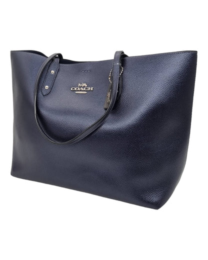 Coach Town Navy Metallic Tote Size 33x15x30