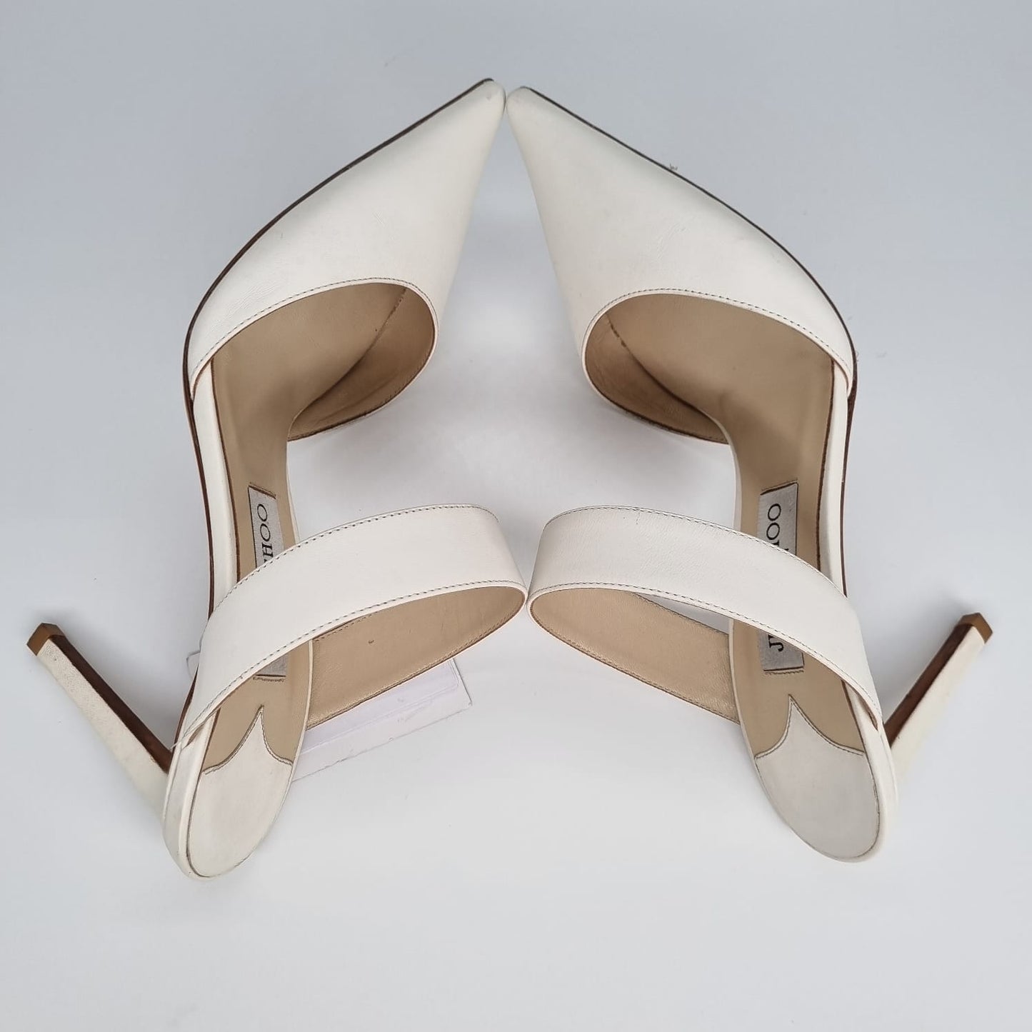 Jimmy Choo Magie Pointed Mules Heels White Size 39,5/26