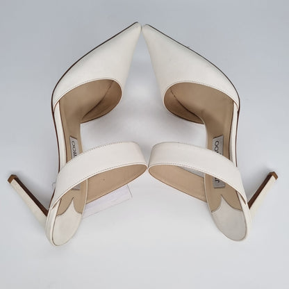 Jimmy Choo Magie Pointed Mules Heels White Size 39,5/26