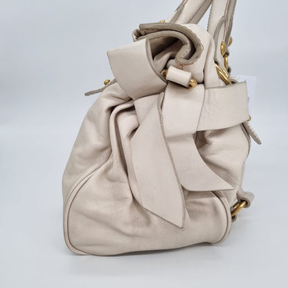 Miu Miu Bow Top Handle Ivory Size 34x17x24