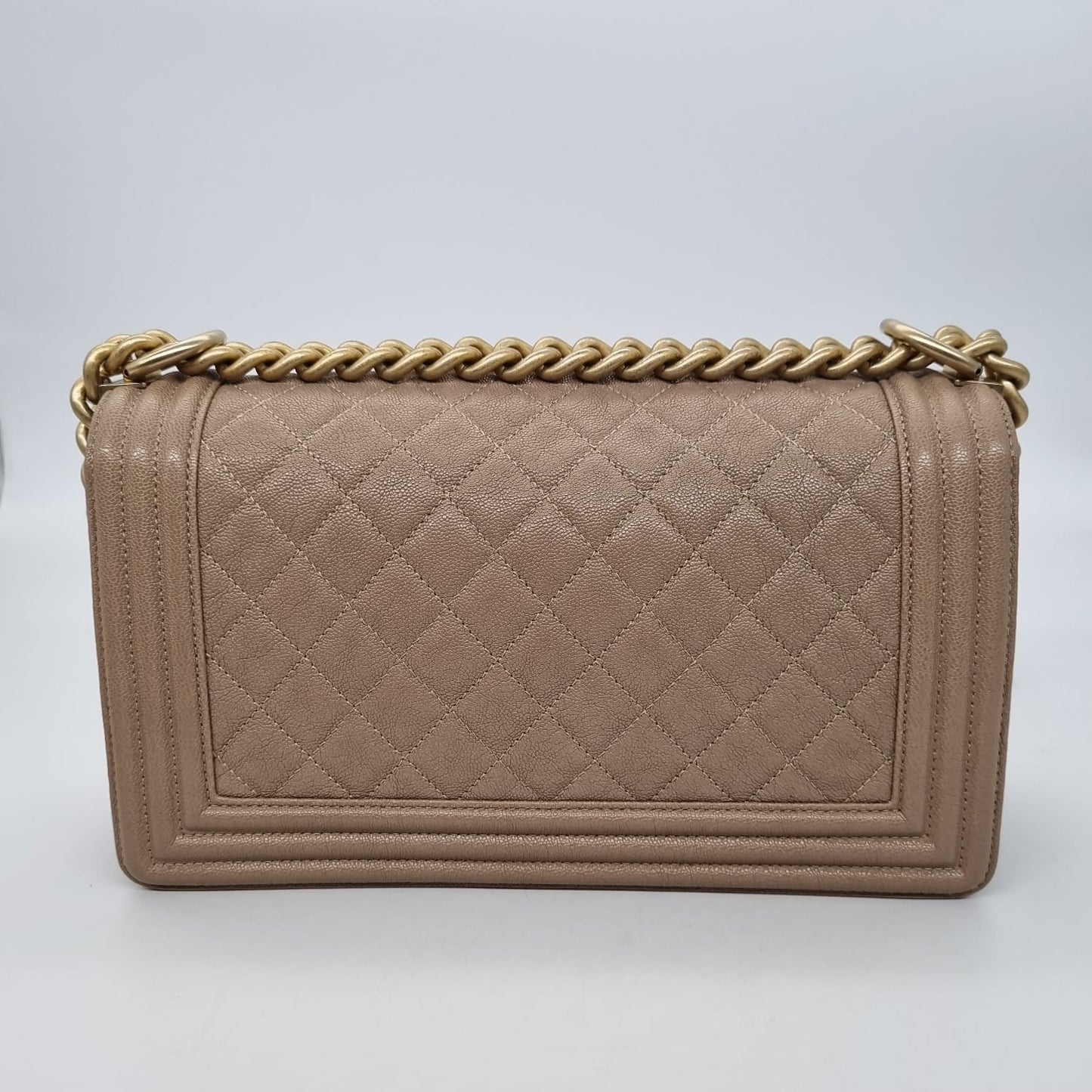 Chanel Boy Medium Beige Caviar GHW #27 Size 25xx6x14