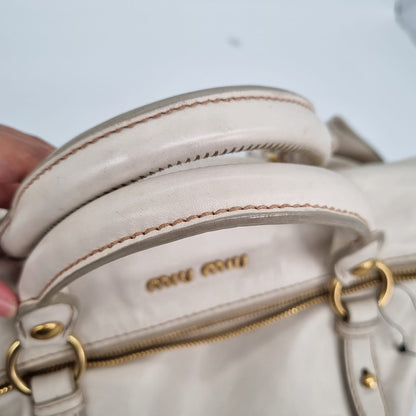 Miu Miu Bow Top Handle Ivory Size 34x17x24