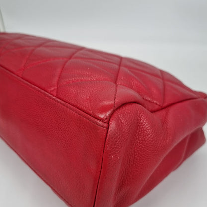 Chanel Glazed Caviar Nature Medium Flap Bag Red Size 38x8x18 #13