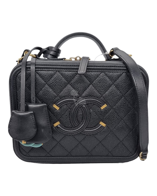 Chanel Vaniti Black Caviar GHW #22 Size 21x8x16