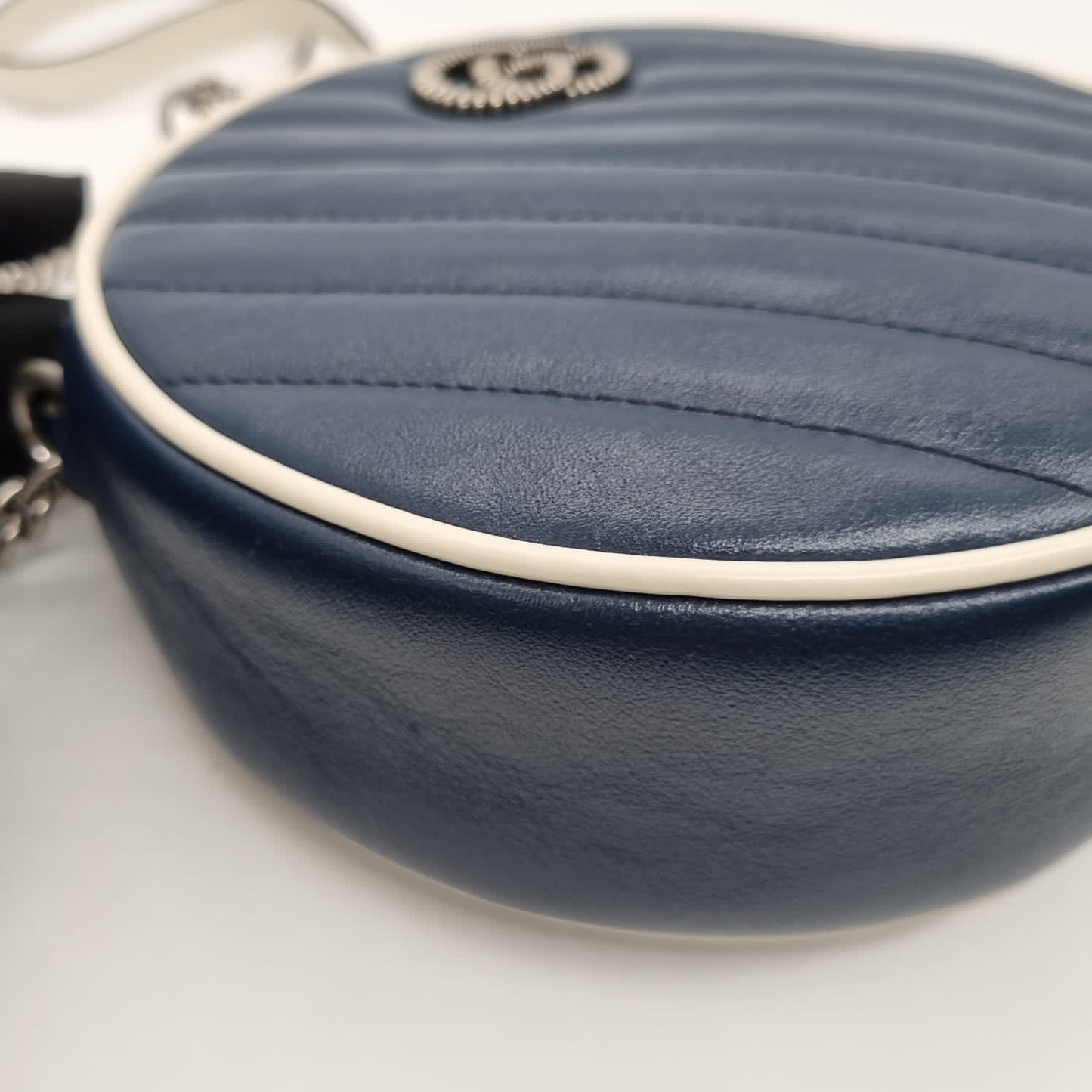 Gucci GG Marmont Round Bag Blue Size 17x6x18