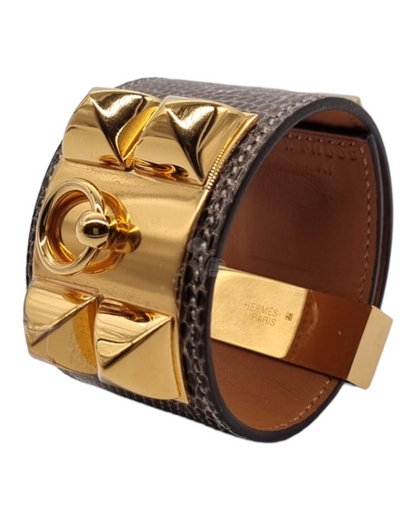 Hermes Collier de Chien Lizard GHW Bracelet #X 2016