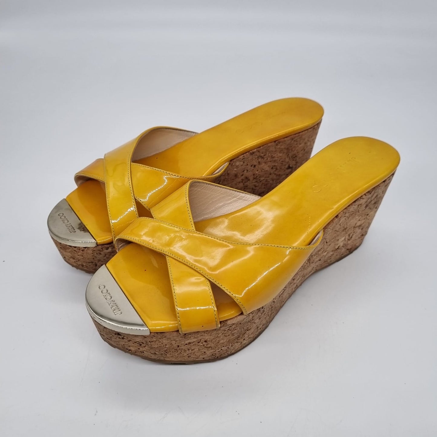 Jimmy Choo Yellow Patent Weadges size 38 / insole 24