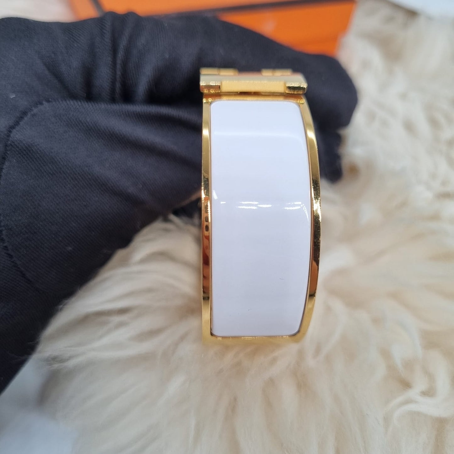 Hermes Clic Clac PM White GHW