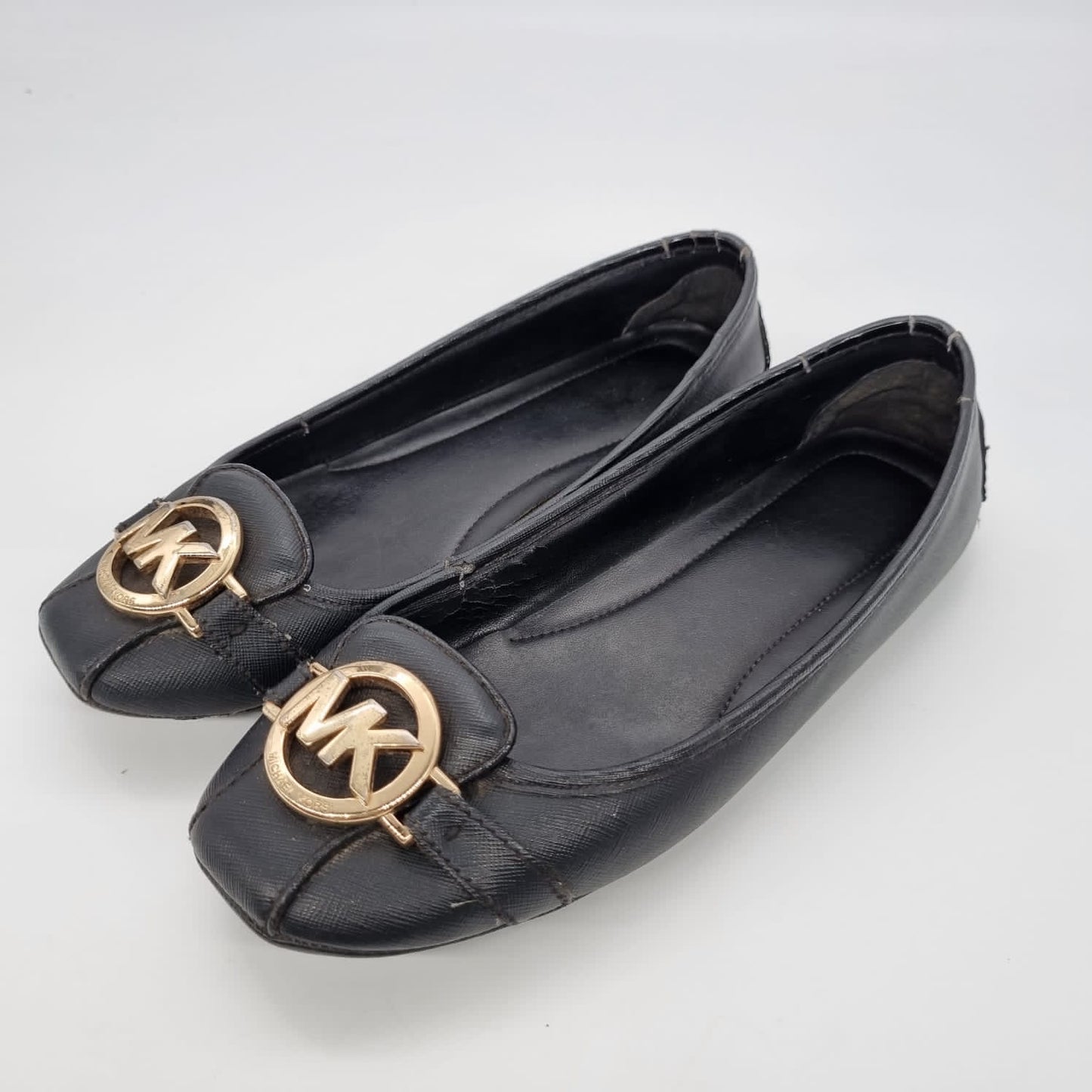 Michael Kors Lilie MOC Leather Flat Shoes Black Size 6.5M / 23.5