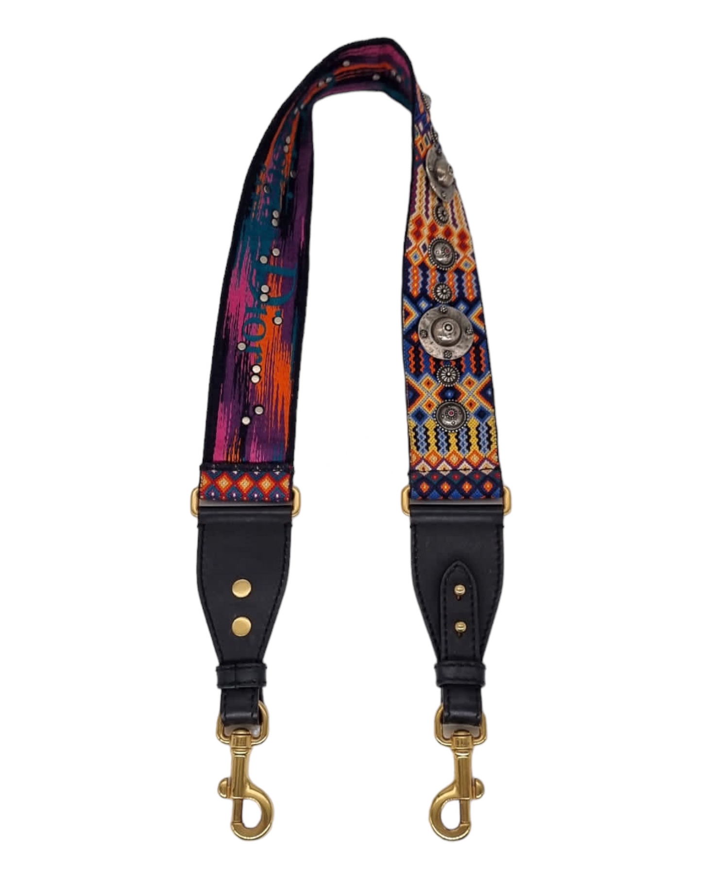 Dior Studded Canvas Embroided Bohemian Strap P. 83cm