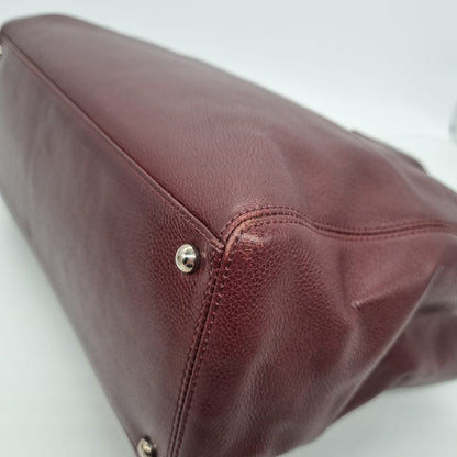 Chanel Cerf Executive Leather Handbag Burgundy #17