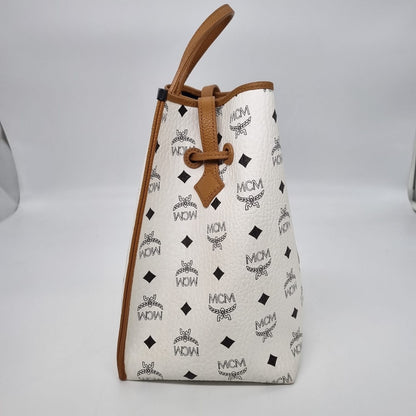 MCM Handbag Kira Visetos White Drawstring Size 24x16x25