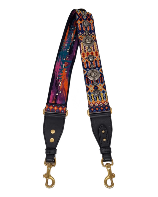 Dior Studded Canvas Embroided Bohemian Strap P. 83cm