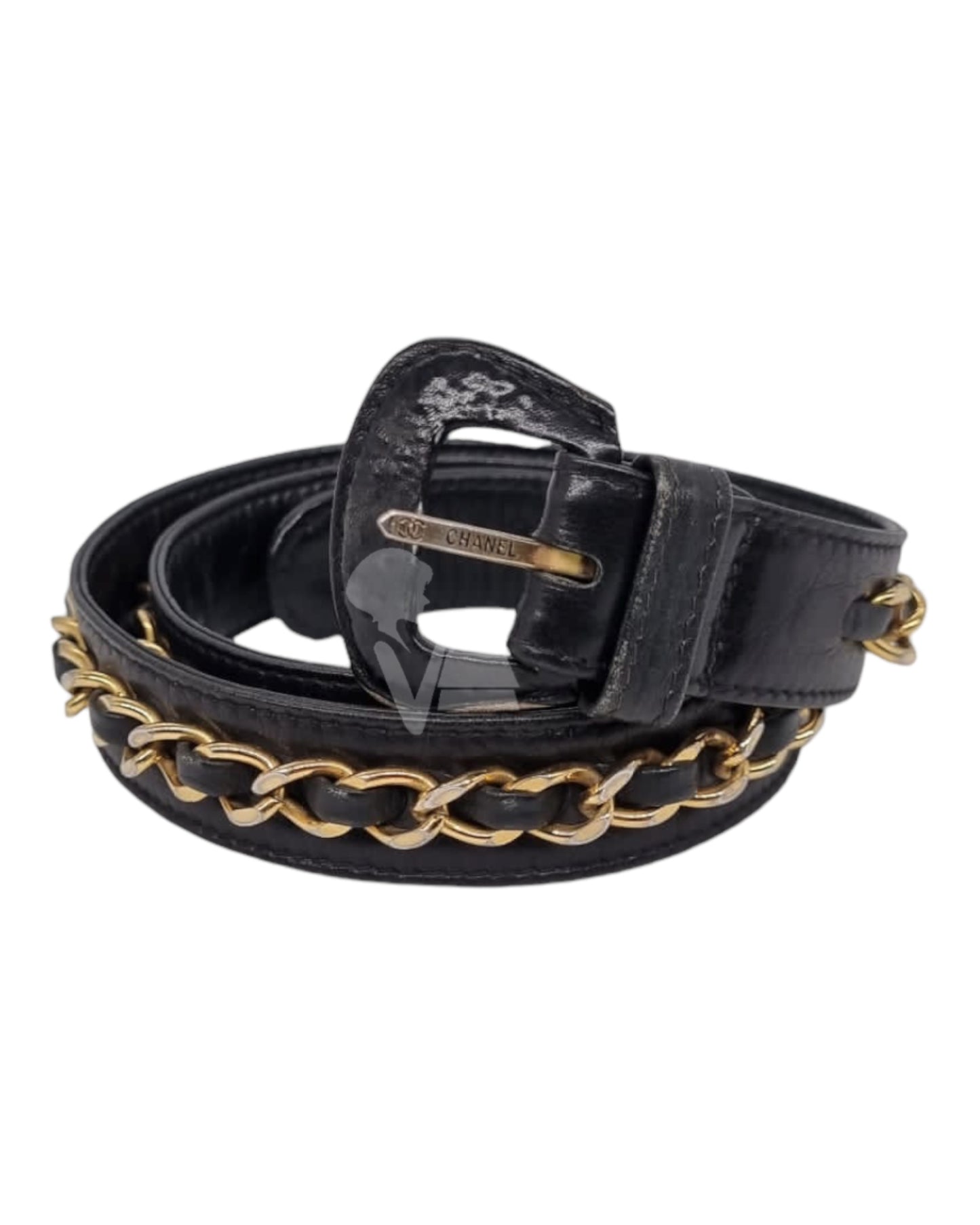 Chanel Belt Chain Leather Black Buckle (P 71)