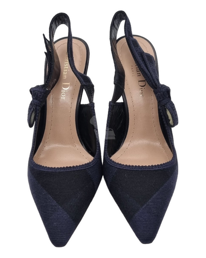 Dior Slingback Kitten Heels Canvas Bicolor Size 36/24,5