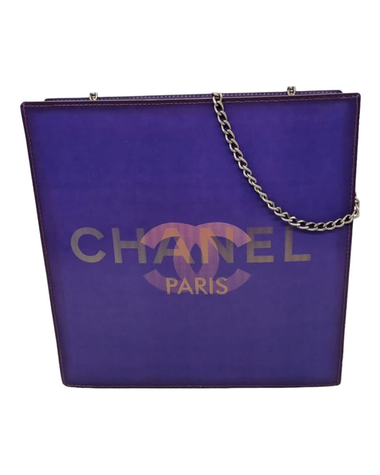 Chanel Vintage CC Holographic Vinyl Chain Shoulder Bag Purple #6 Size 20x5x20