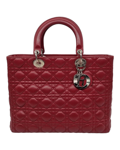 Dior Lady Dior Leather Red 2010 Size 32x11x25