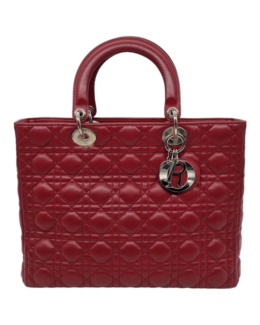 Dior Lady Dior Leather Red 2010 Size 32x11x25