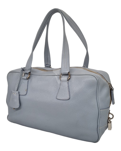 Prada Daino Bauletto Handbag Baby Blue 2004 Size 26x12x20