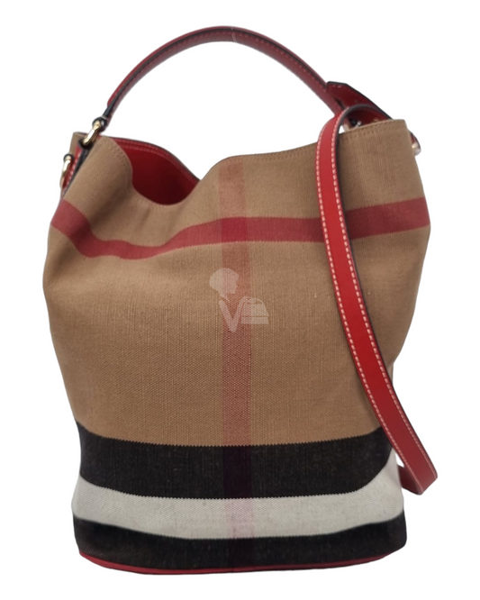 Burberry Asbhy Cadium Red Canvas Check Size 25x20x34