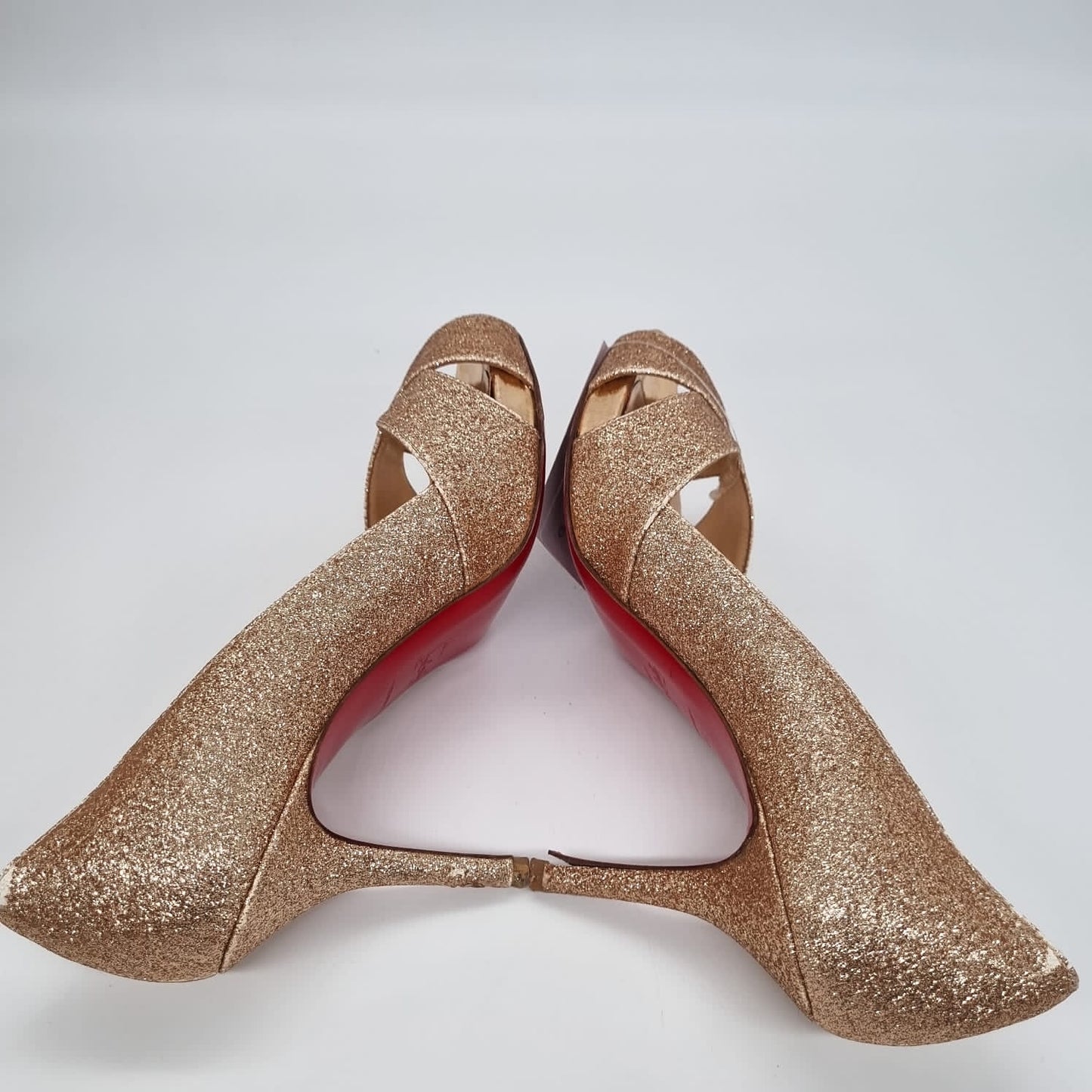 Christian Louboutin Shelley Heels Glitter Gold Size 38/24