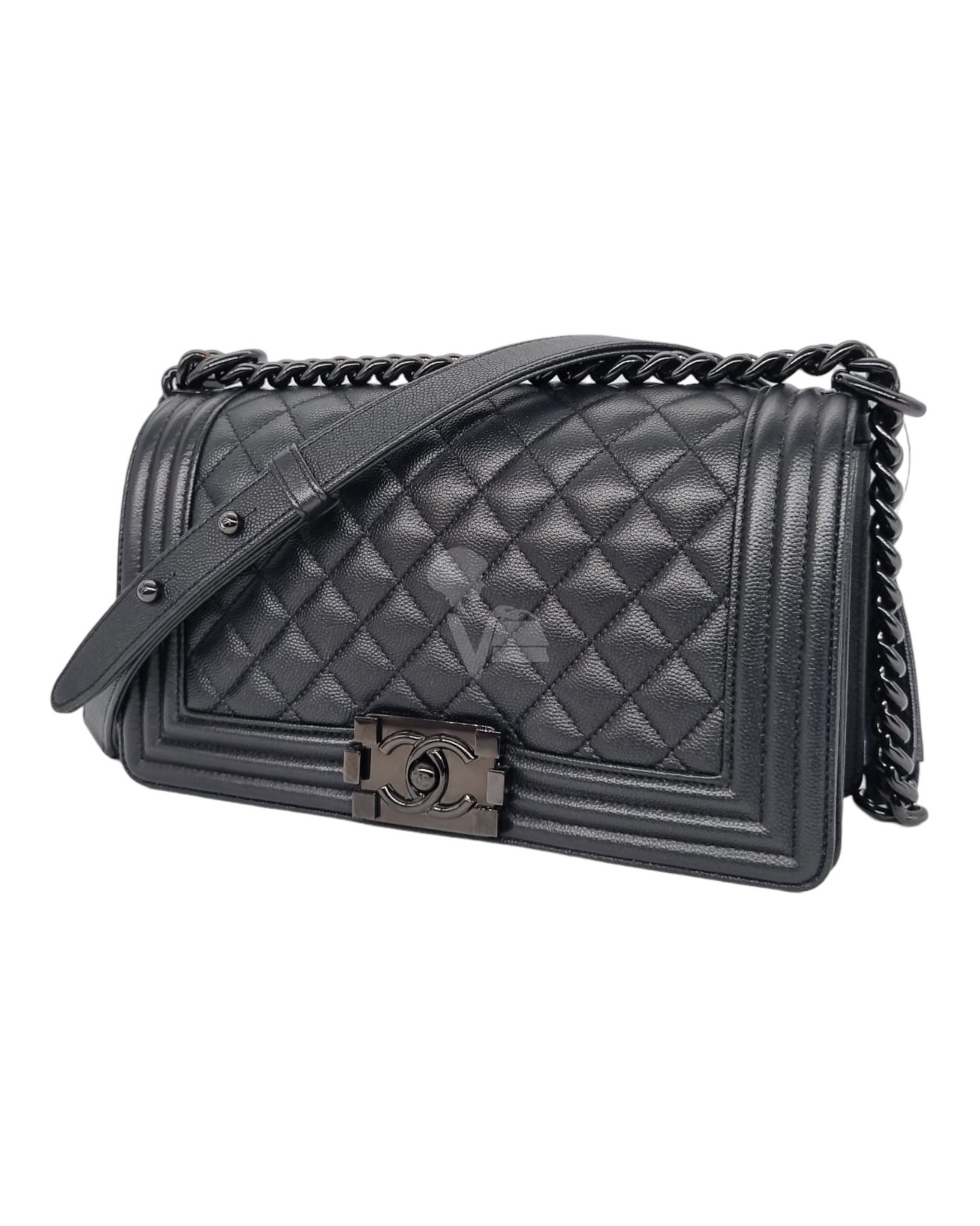 Chanel Boy Medium So Black Caviar #24 Size 25x9x15