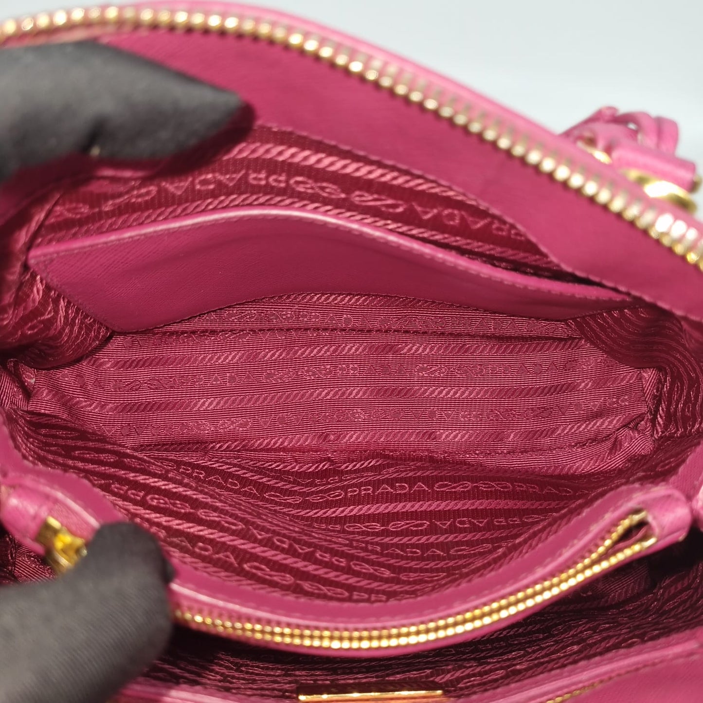 Prada Mini Saffiano Promenade Leather Bag Pink Fuschia Size 25x11x18