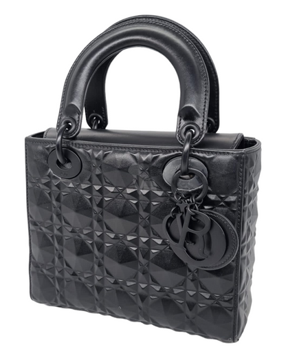 Dior Lady Dior Small Black Cannage Calfskin Diamond Motif 2022 Size 20x6x18